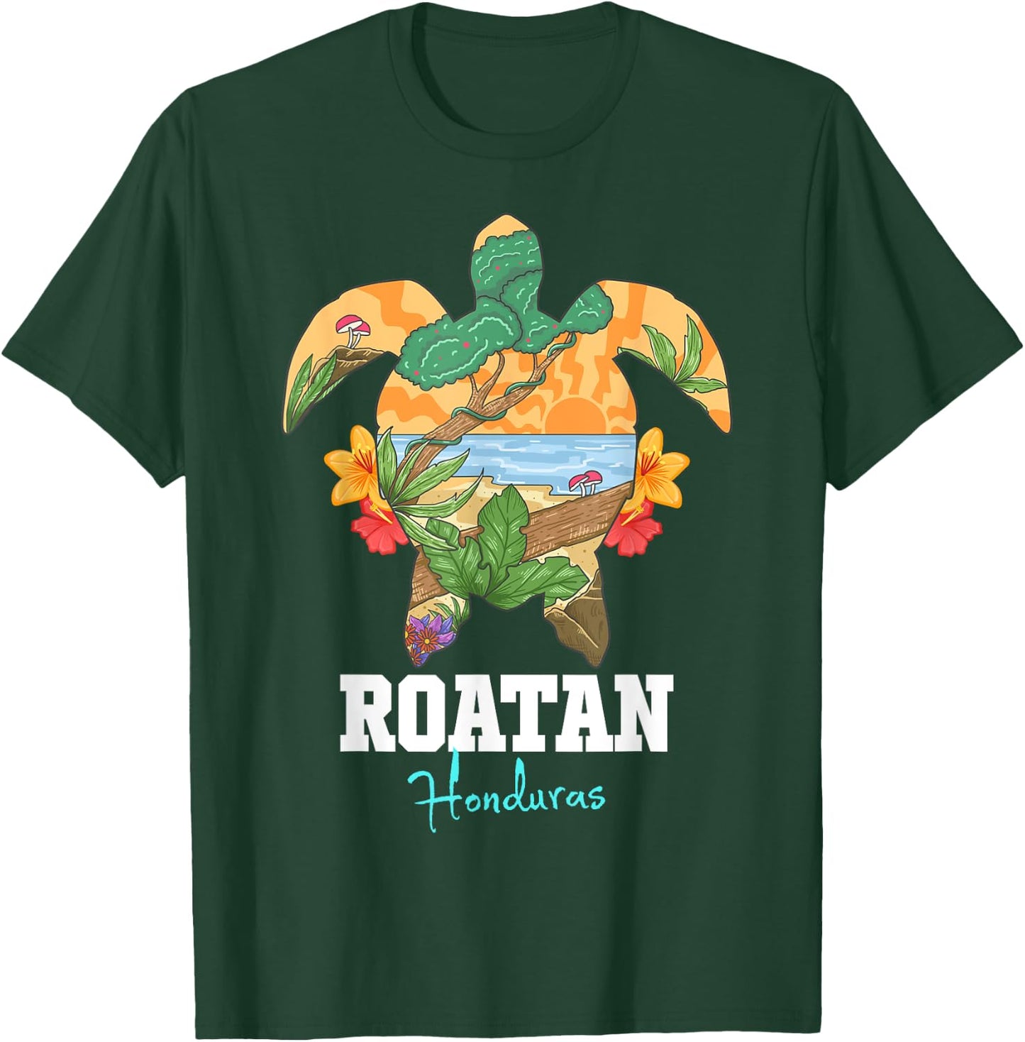 Roatan Bay Islands Honduras Turtle Souvenir T-Shirt - T-Shirt | Forest