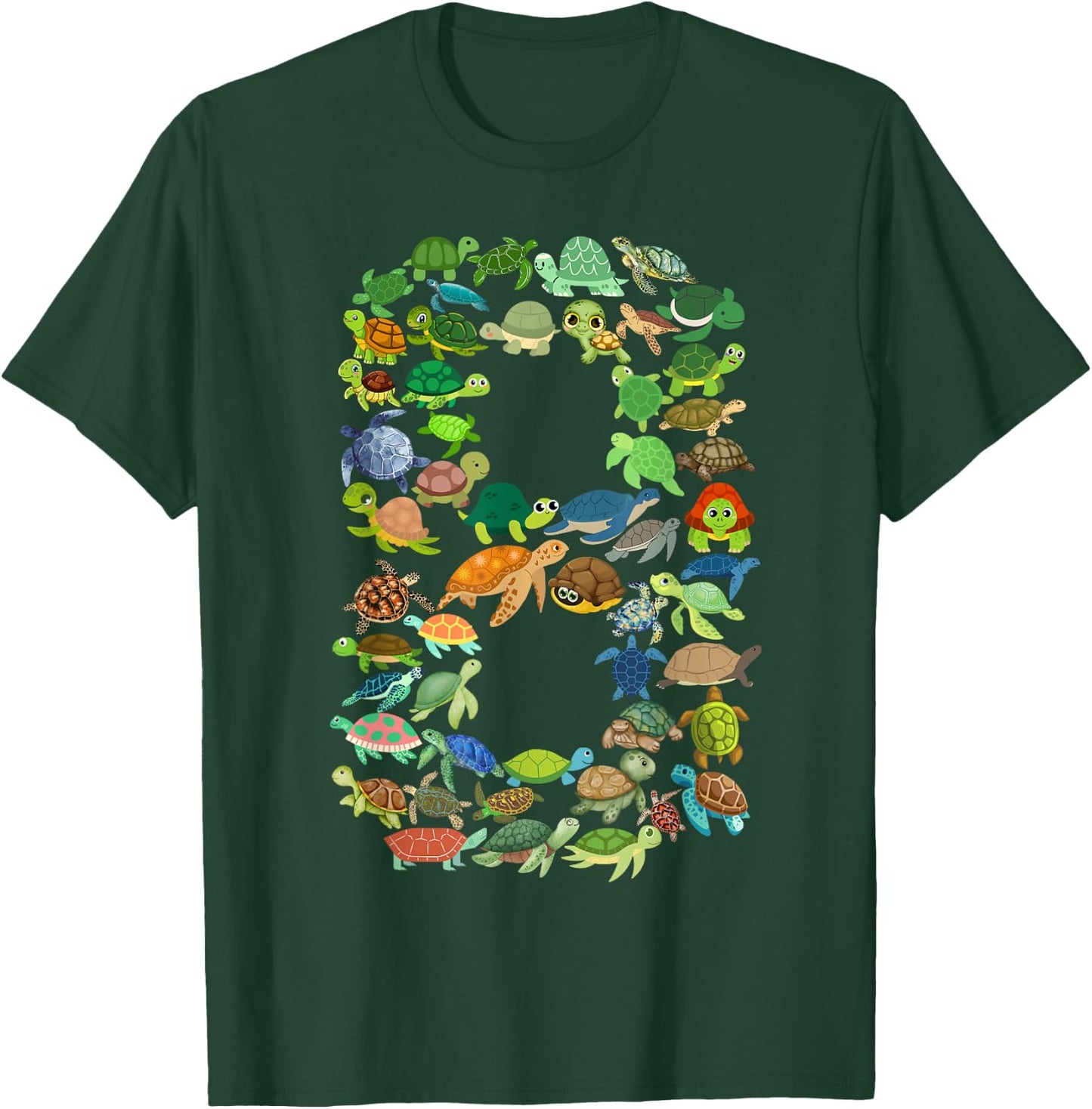 Kids 8th Birthday Sea Turtle Tortoise Themed 8 Year Old Boys T-Shirt - T-Shirt | Forest