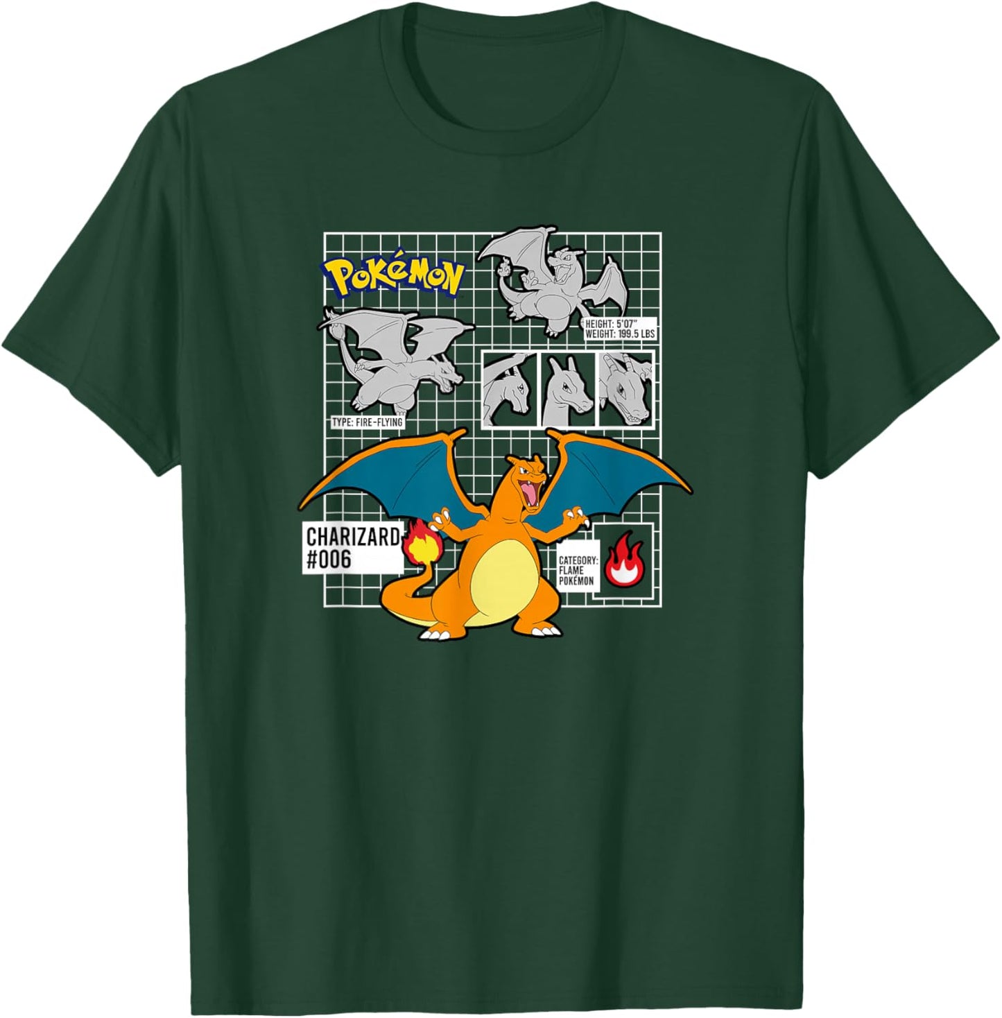 Pokémon Charizard 006 Schematic Poster T-Shirt - T-Shirt | Forest