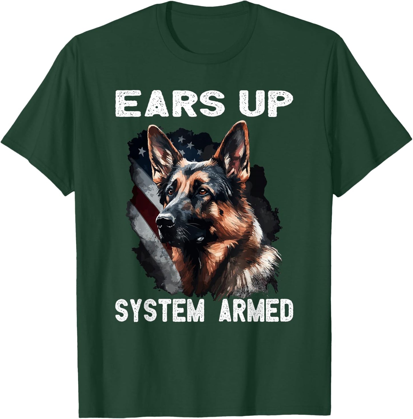 USA Flag with German Shepherd T-Shirt - T-Shirt | Forest