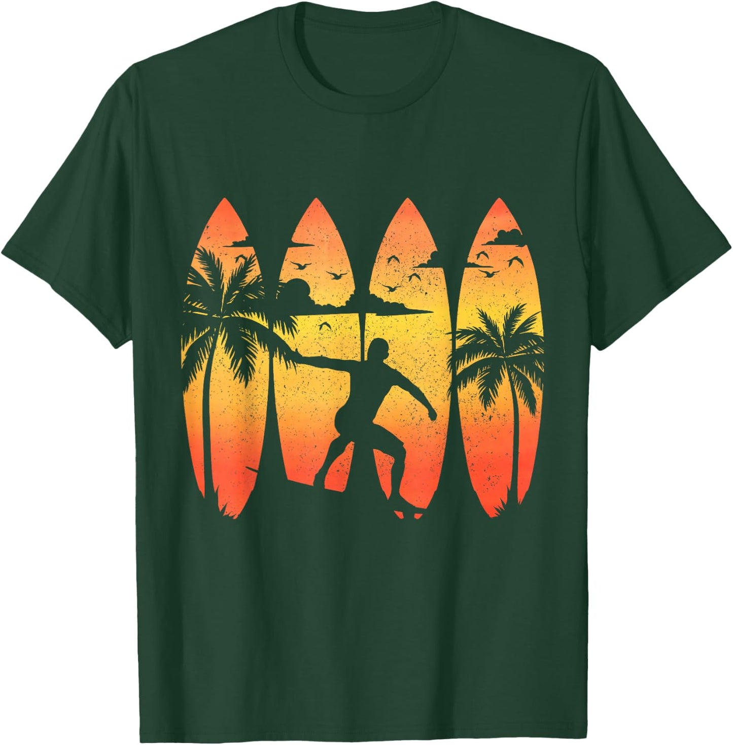 Surfer Surfboard Vintage Surfing Beach Summer Surf T-Shirt - T-Shirt | Forest