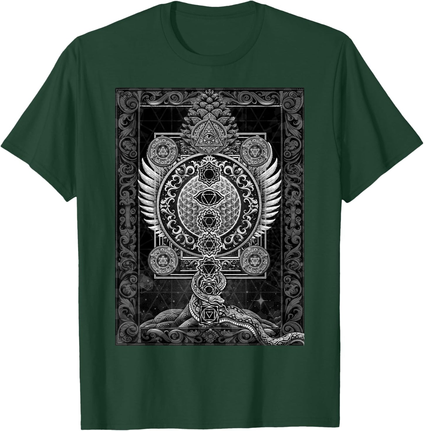 Sacred Geometry Esoteric Spiritual Psychedelic Flower Occult T-Shirt - T-Shirt | Forest