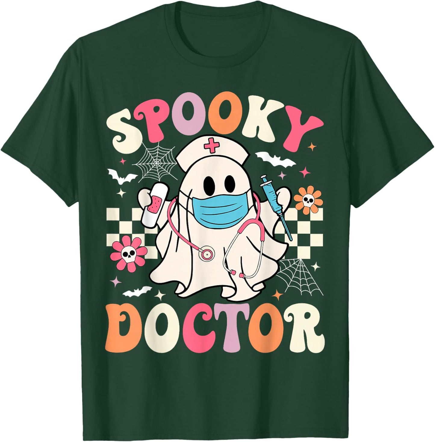 Spooky Doctor Ghost Halloween Cute Groovy Doctor Halloween T-Shirt - T-Shirt | Forest
