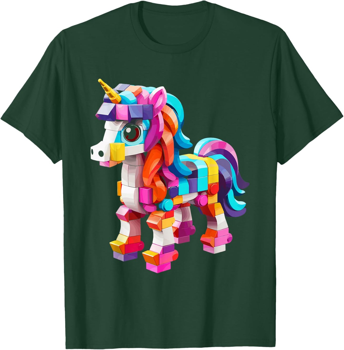 Master Builder Bricks Blocks Play Toys Unicorn T-Shirt - T-Shirt | Forest