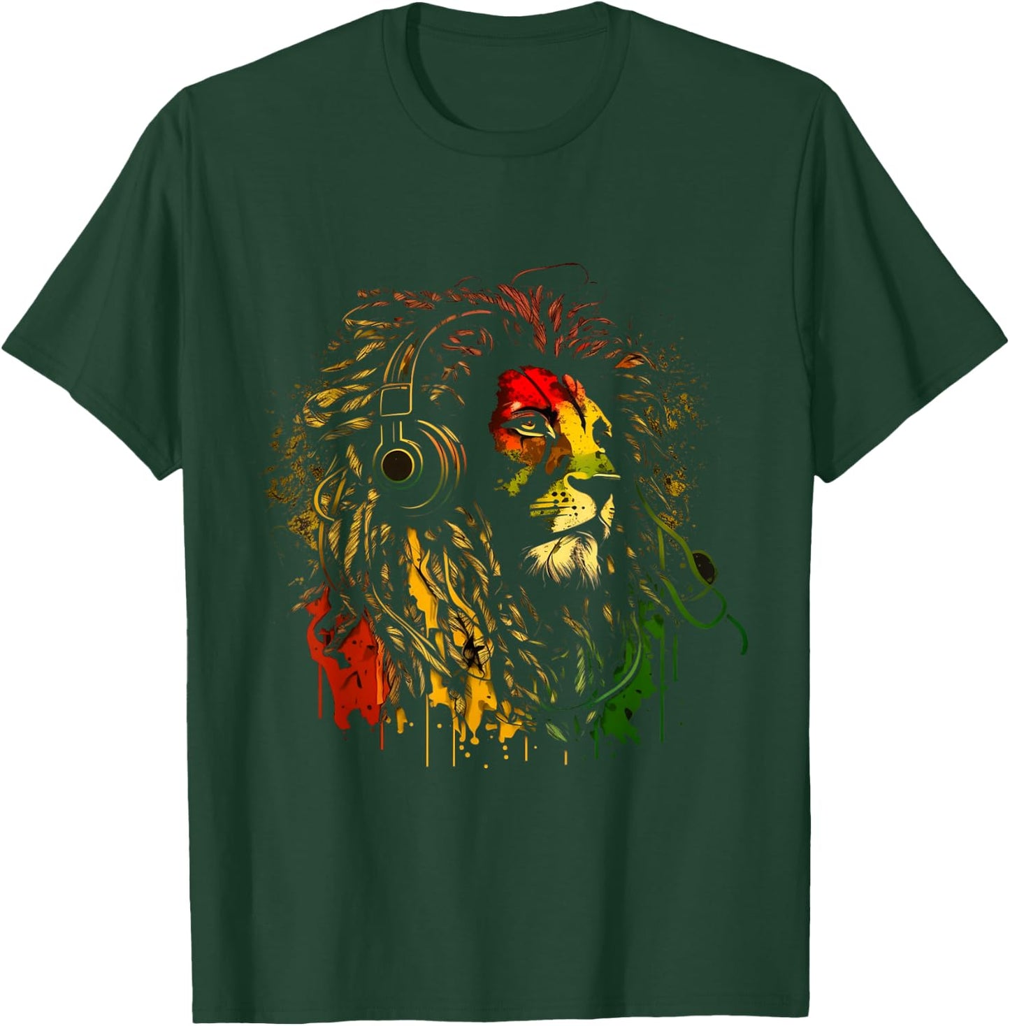 Rasta Reggae Lion of Judah Jamaican Roots Rastafarian Lion T-Shirt - T-Shirt | Forest