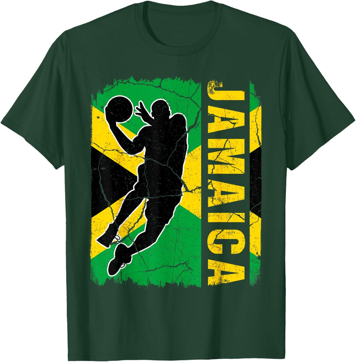 Jamaican Basketball Player Jamaica Flag Basketball Fans T-Shirt - T-Shirt | Forest