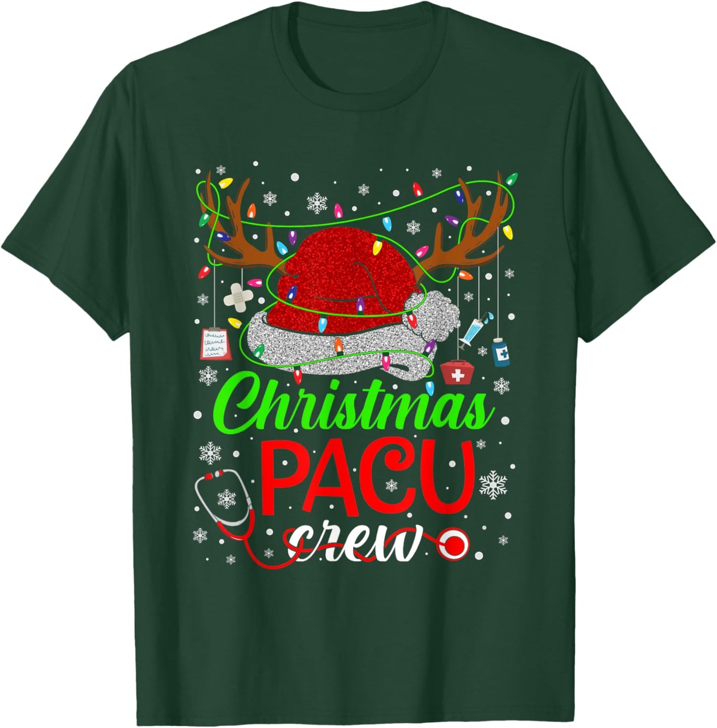 Christmas PACU Nurse Crew Santa Nurse Life Cute Xmas Pajama T-Shirt - T-Shirt | Forest