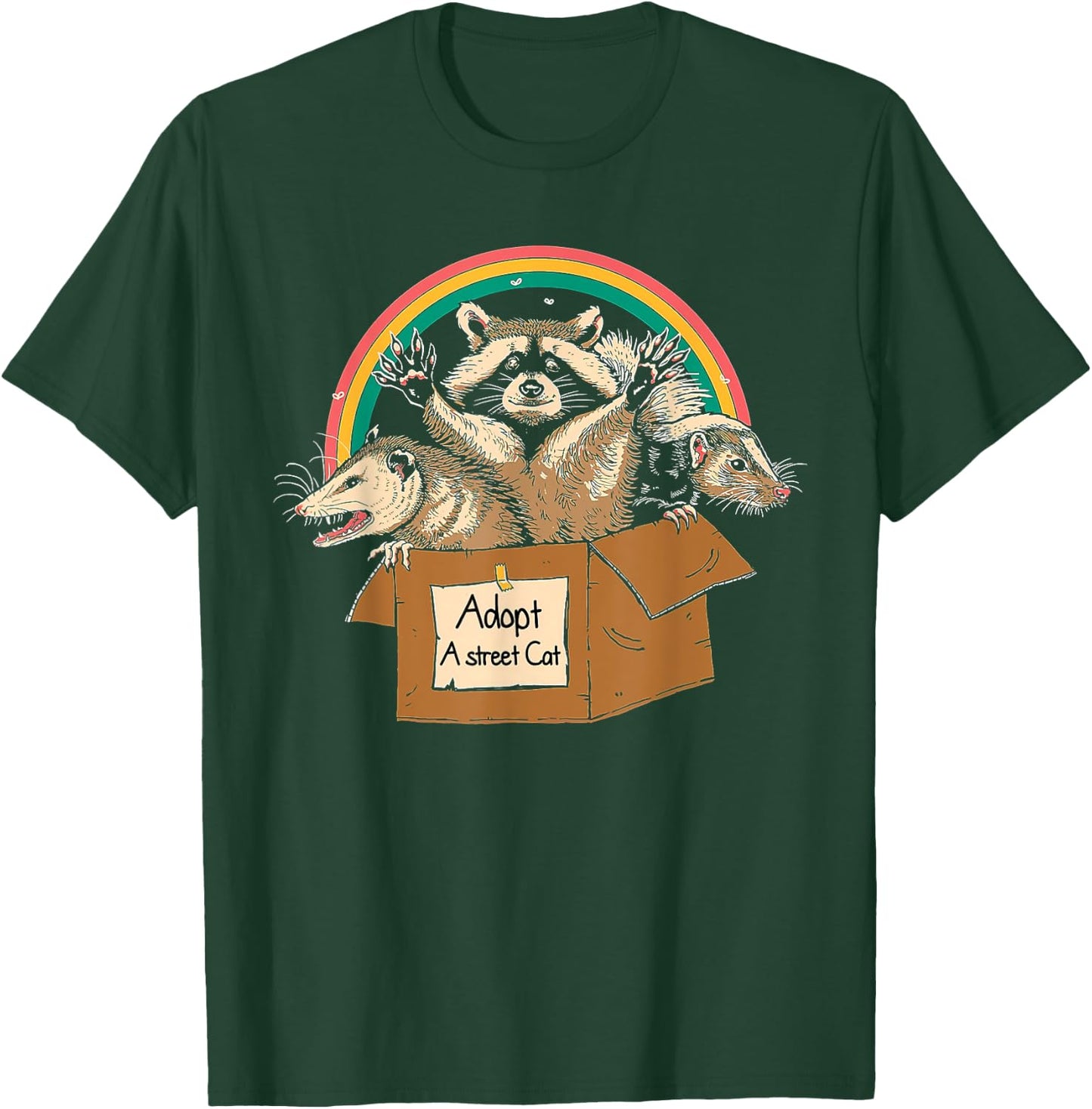 Vintage Adopt A Street Cat Shirt Funny Opossum Raccoon Skunk T-Shirt - T-Shirt | Forest