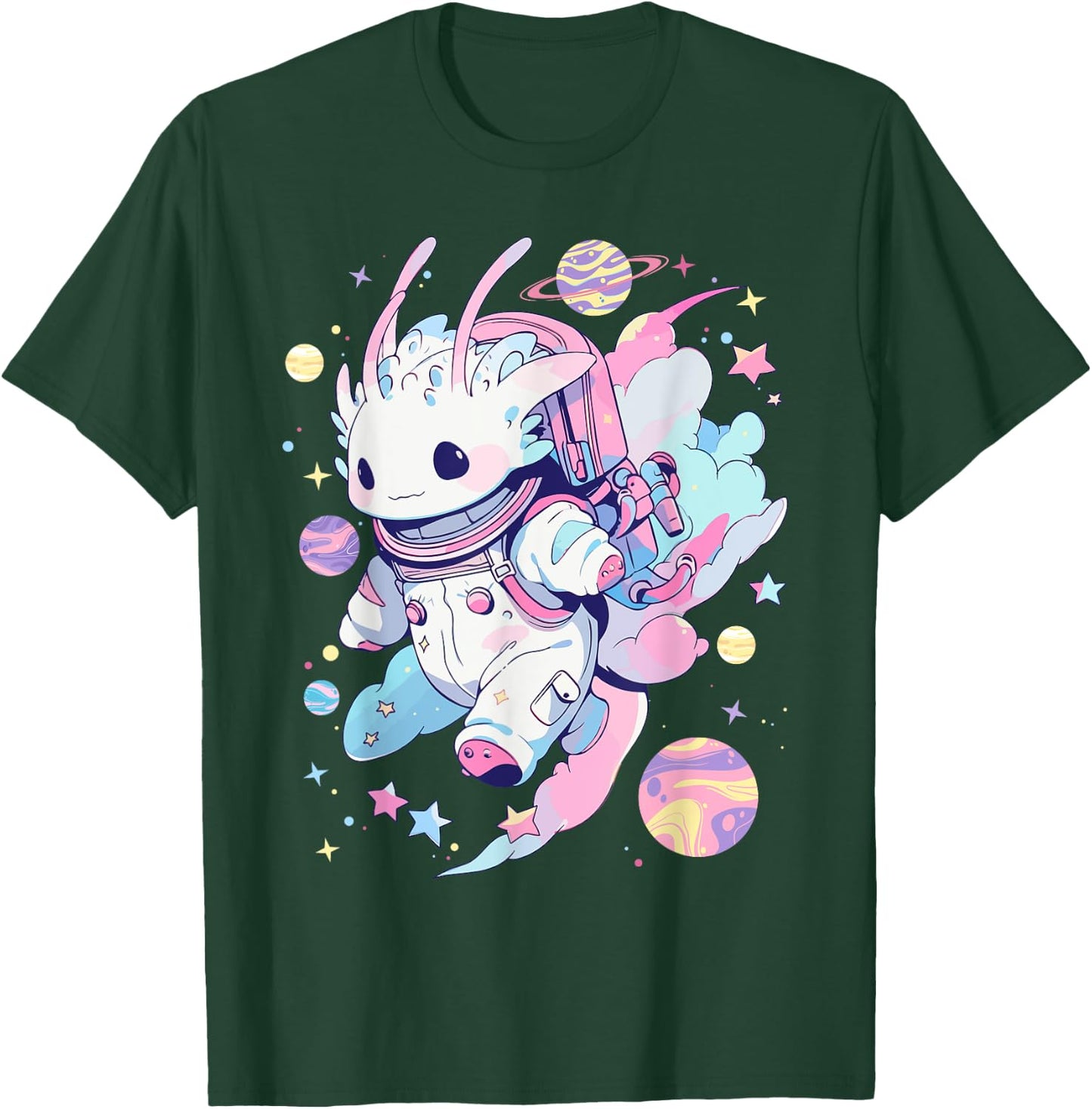Cute Space Galaxy Axolotl Pastel Goth Aesthetic Nu Goth T-Shirt - T-Shirt | Forest
