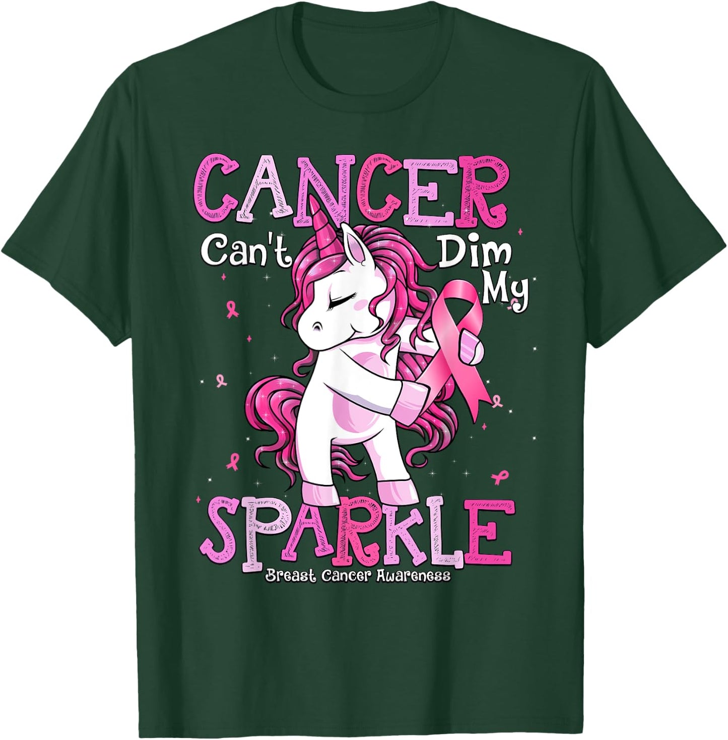 Breast Cancer Support Shirt Breast Cancer Awareness Unicorn T-Shirt - T-Shirt | Forest
