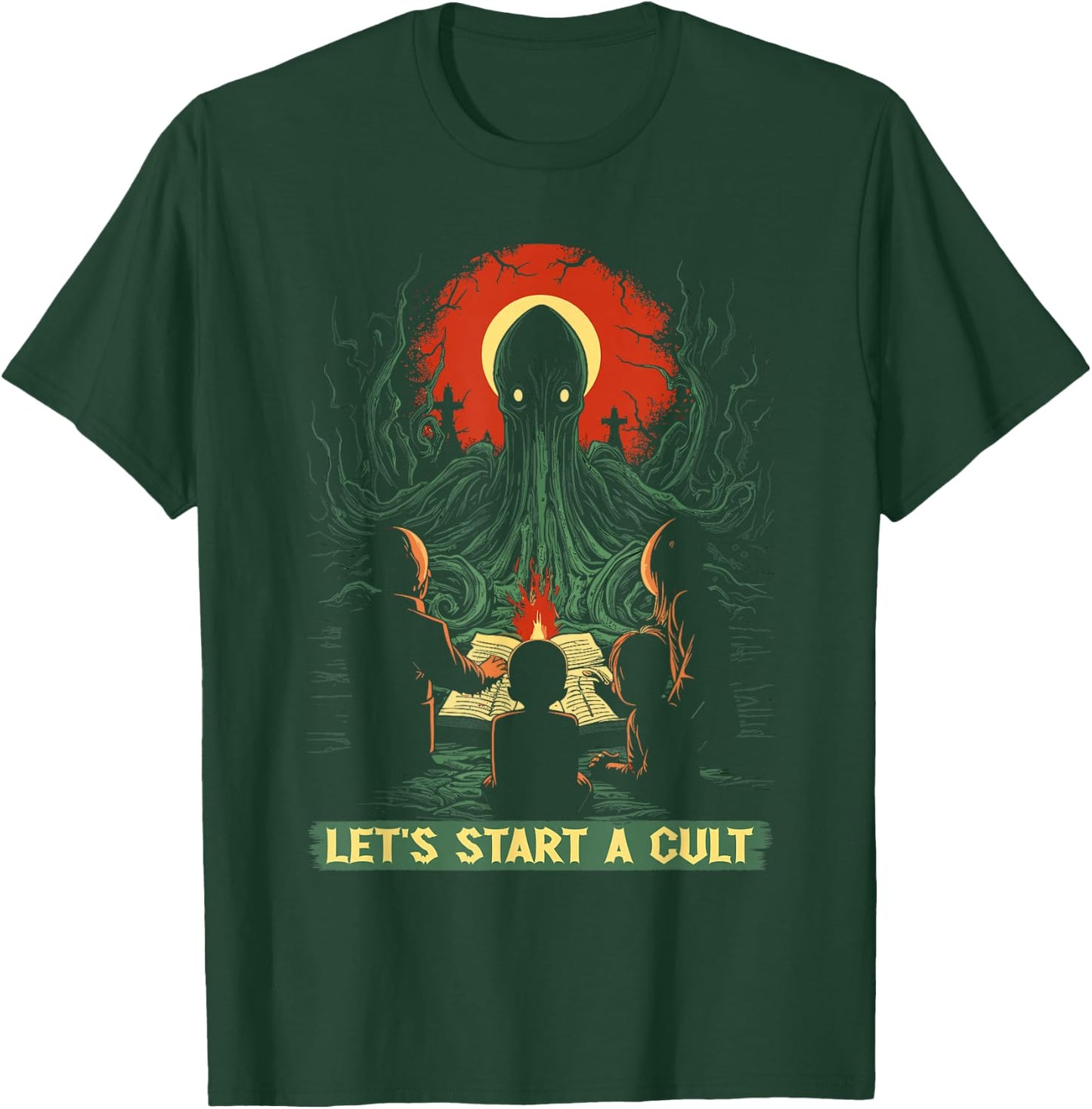 Lets Start A Cult, Vintage Cosmic Horror Cthulhu Cult T-Shirt - T-Shirt | Forest