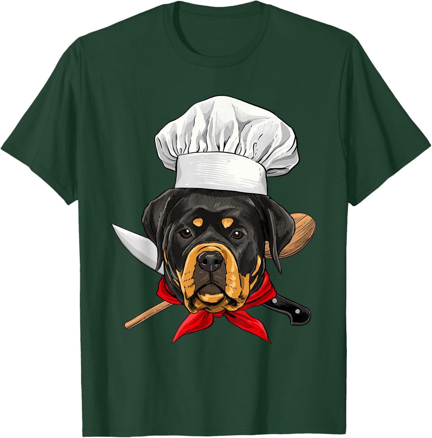 Restaurant Rottweiler Chef Cook Cooking Lover Pet Dog Lovers T-Shirt - T-Shirt | Forest