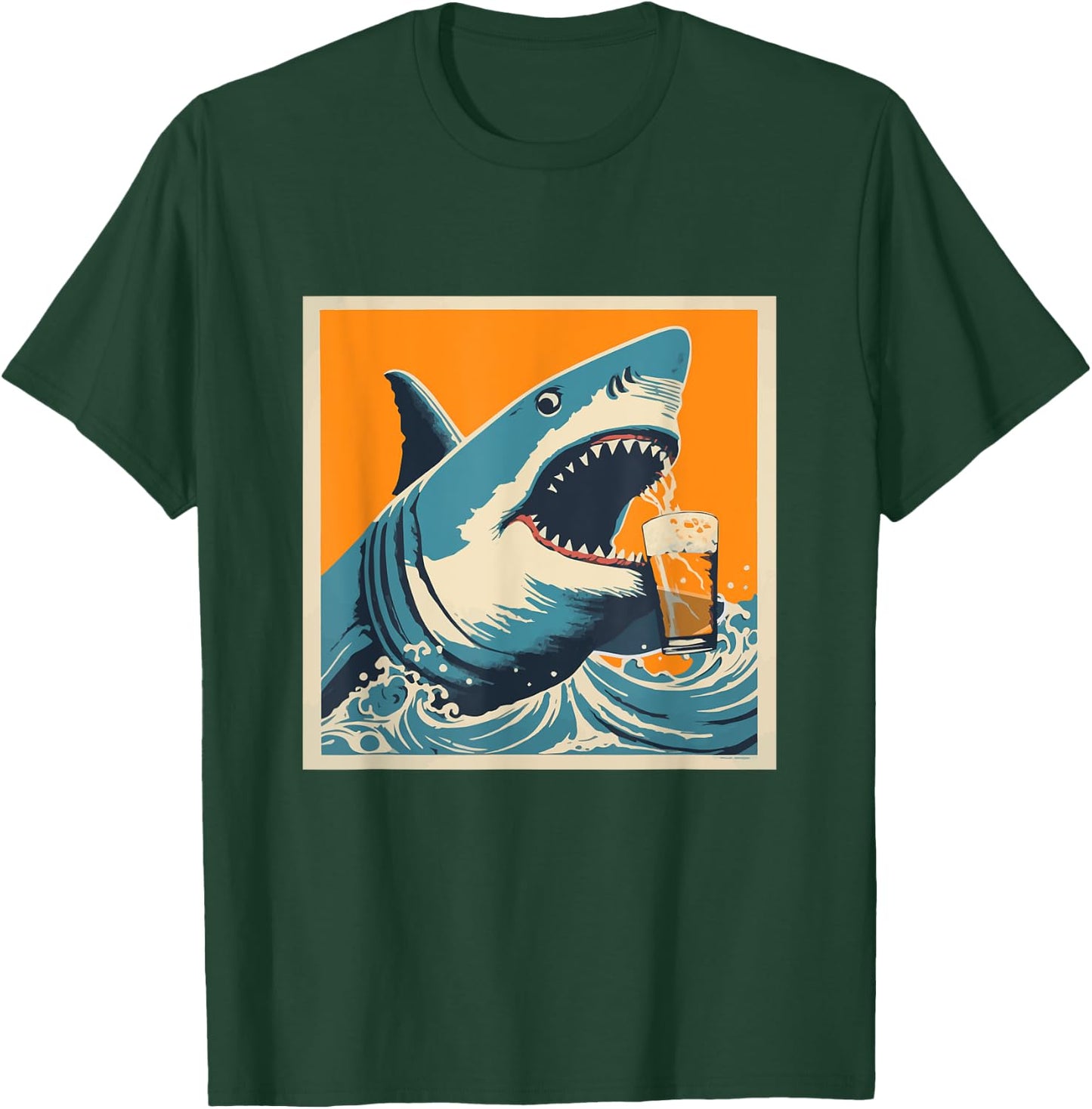 Shark Drinking Beer - Funny Sarcastic Happy T-Shirt - T-Shirt | Forest