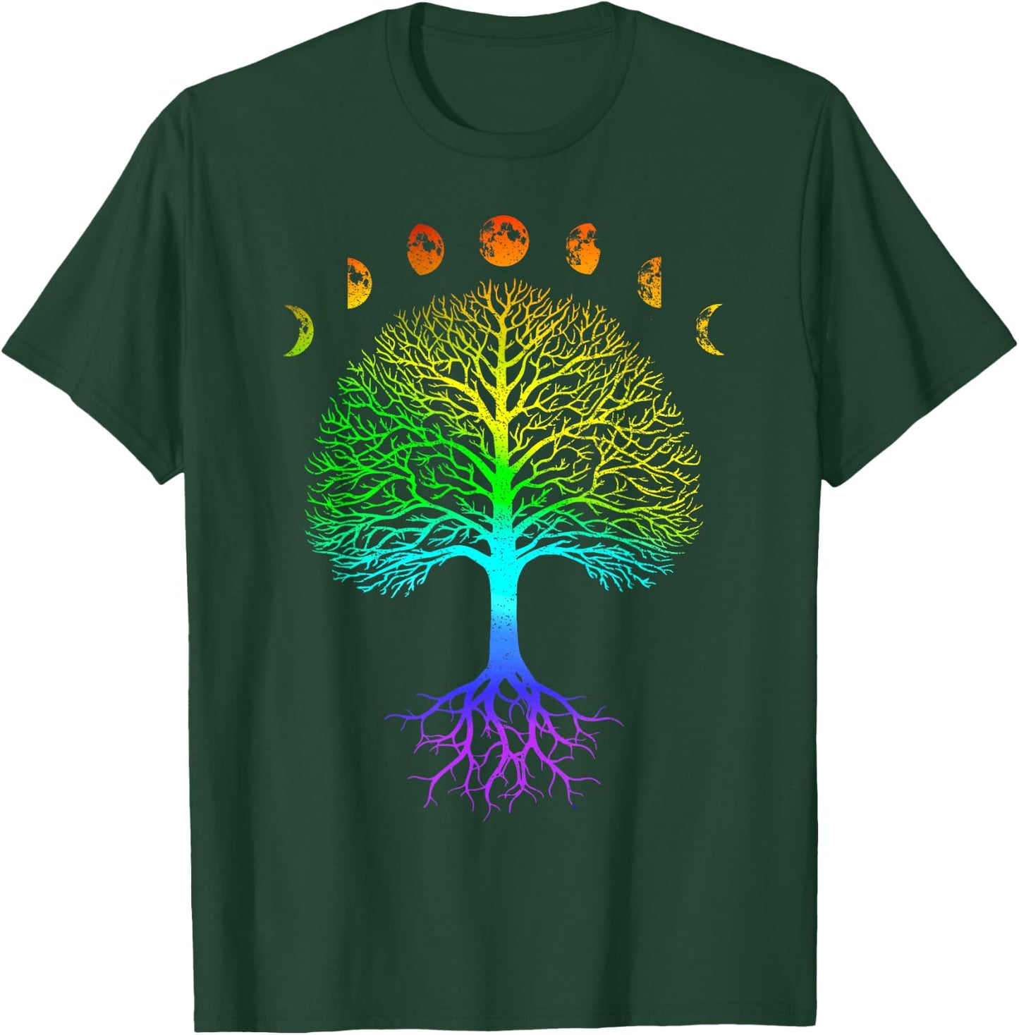Tree of Life Phases of the Moon Vintage Retro Yoga Gift T-Shirt - T-Shirt | Forest