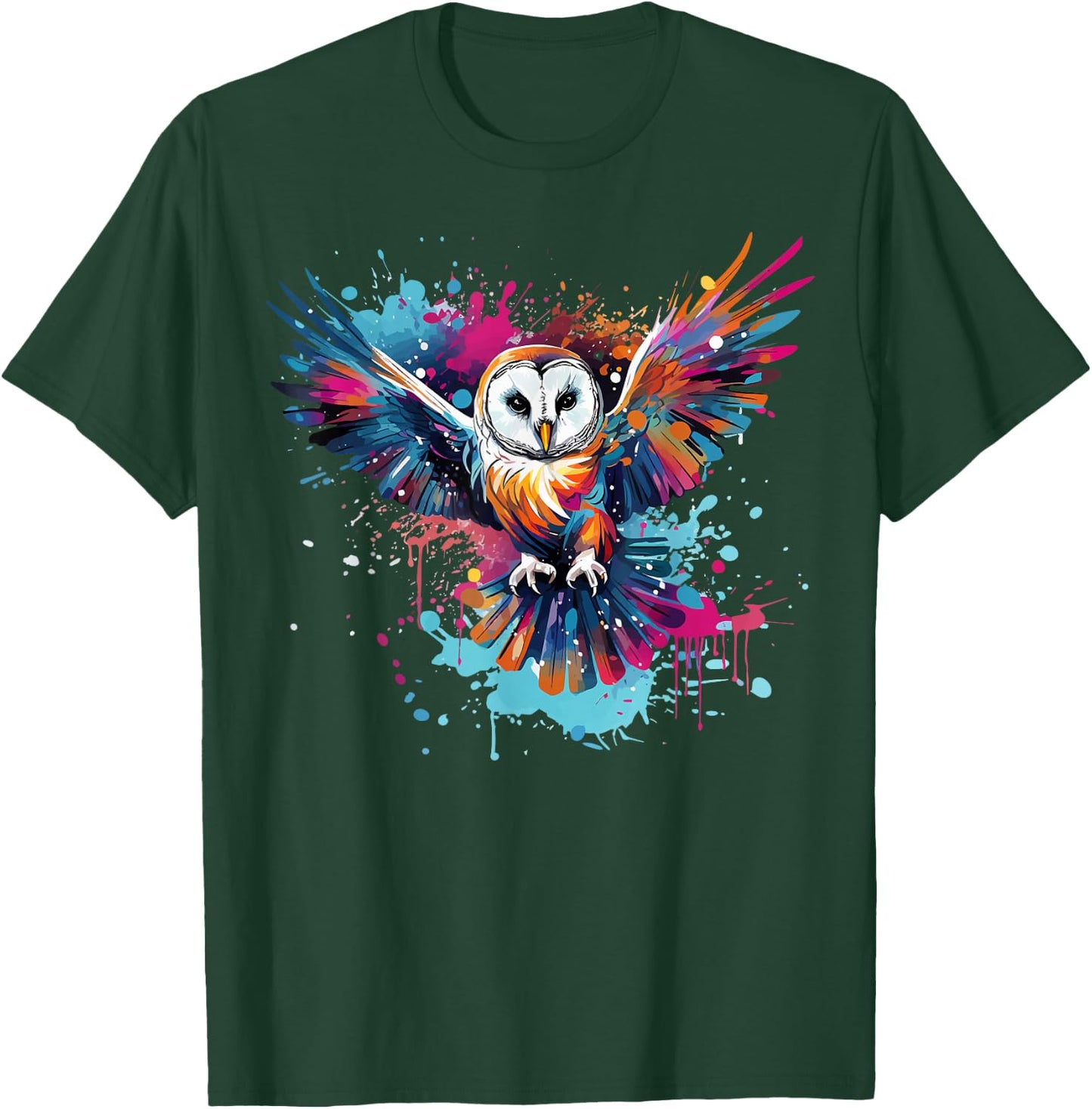 Colorful Splash Art Barn Owl Owls Lover T-Shirt - T-Shirt | Forest