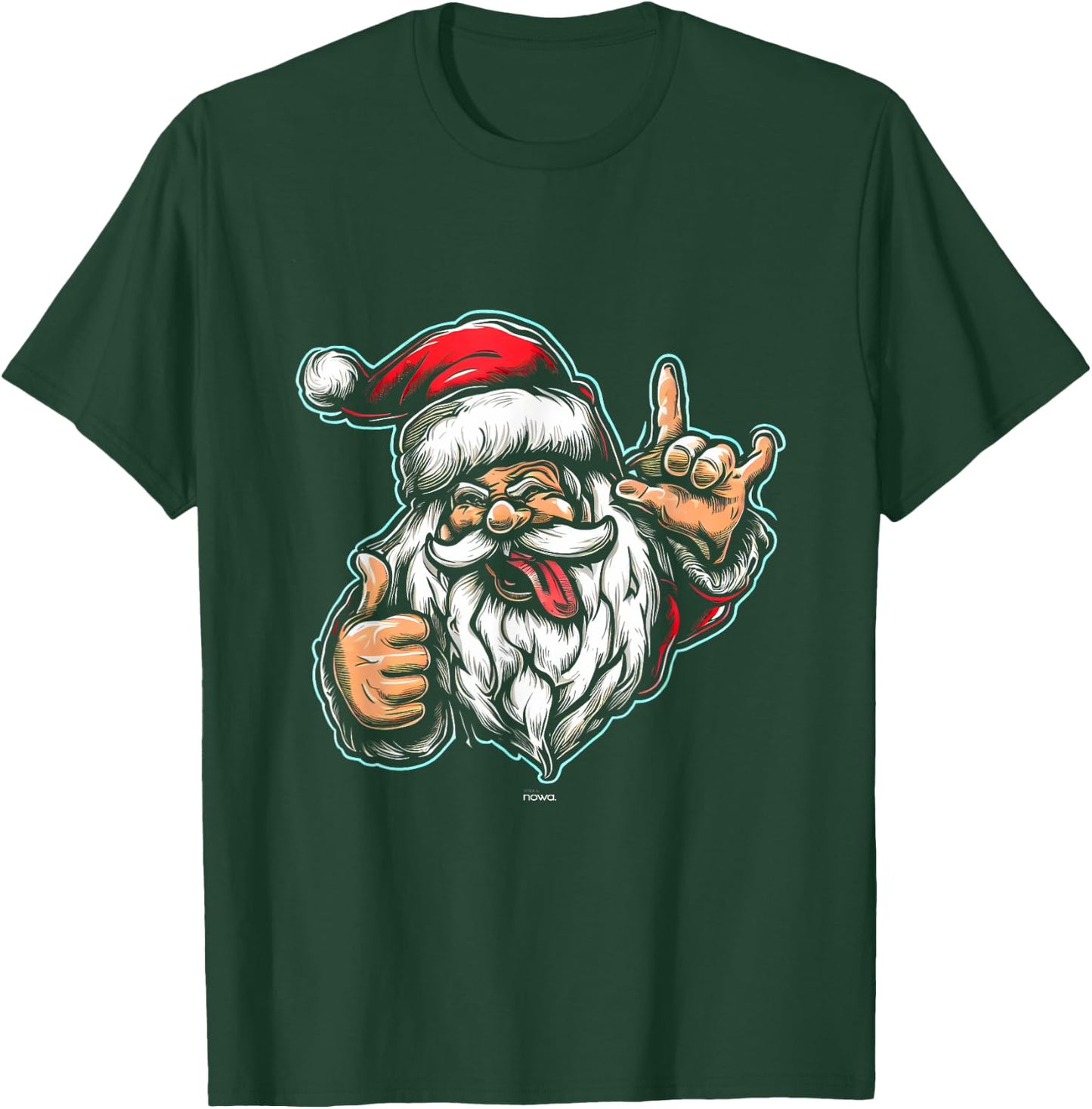 Funny Hard Rocking Tongue Out Santa Claus Loves Rock Music T-Shirt - T-Shirt | Forest
