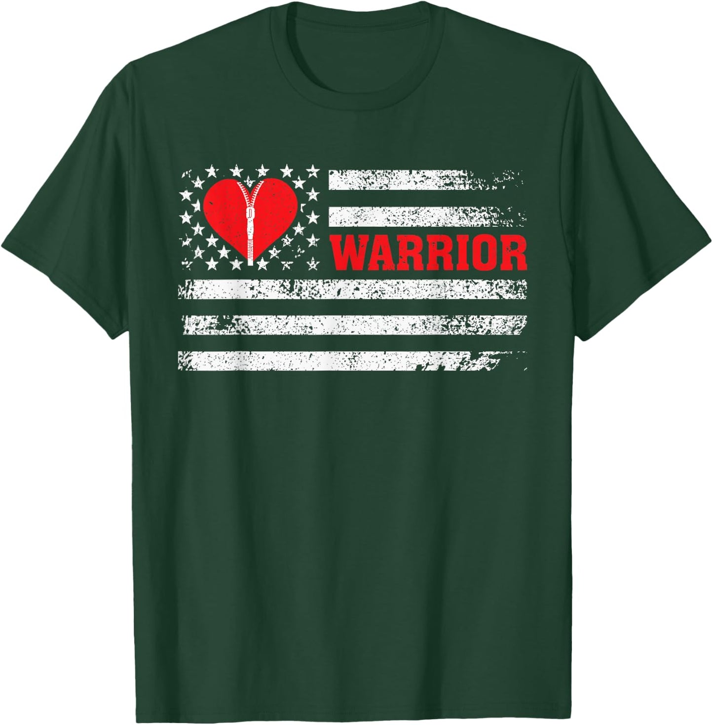 Warrior -Open Heart Surgery Gift Heart Patients Survivor T-Shirt - T-Shirt | Forest