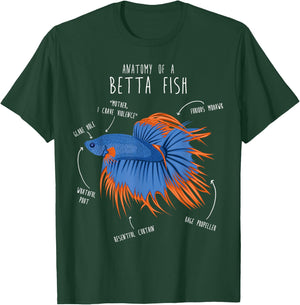Betta Fish Siamese Fighting Fish Anatomy, Funny Aquarium Pet T-Shirt - T-Shirt | Forest