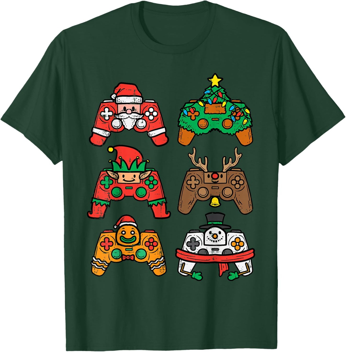 Christmas Gamer Controller Xmas Gaming Men Boys Kids Youth T-Shirt - T-Shirt | Forest