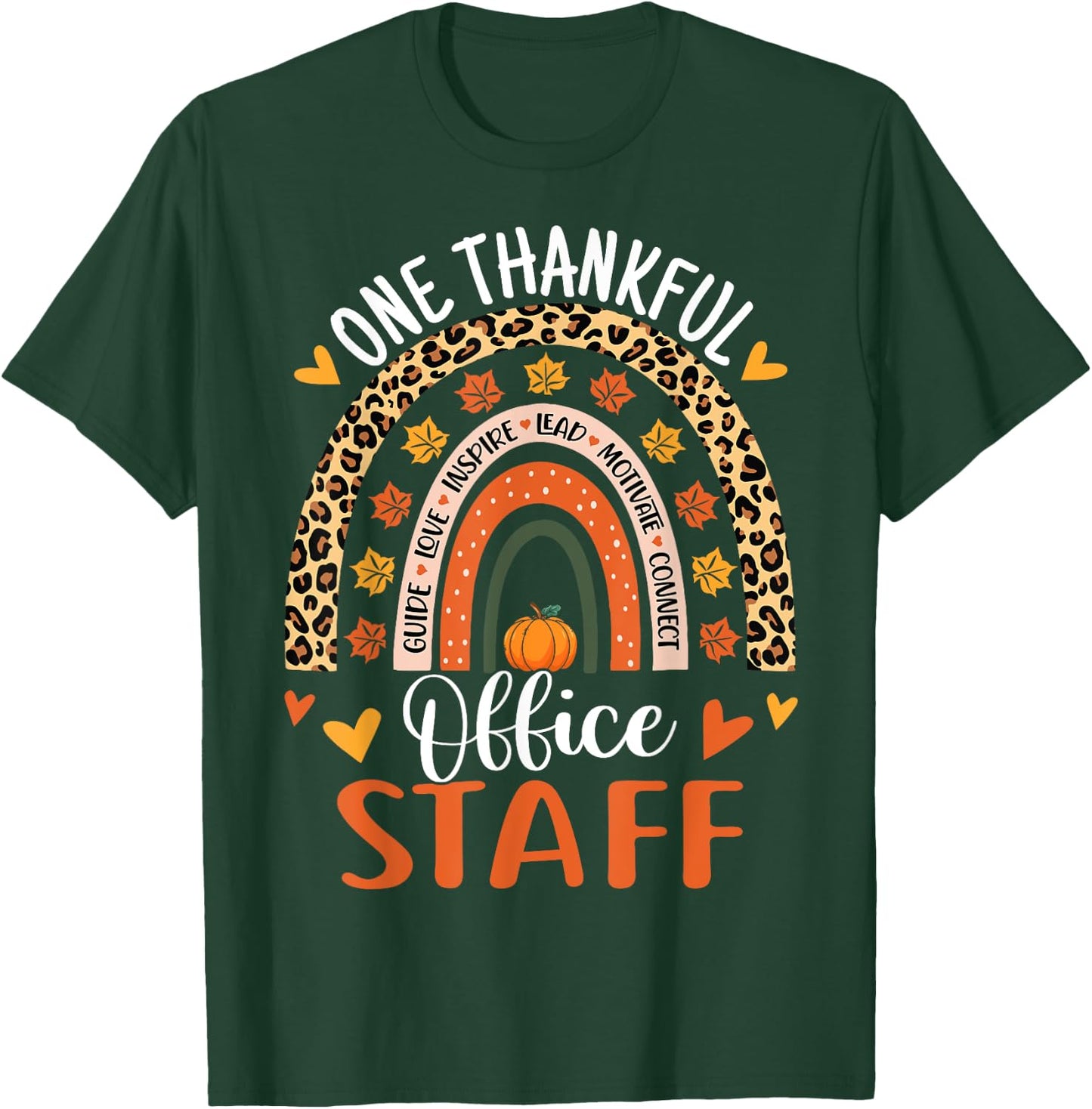Thankful Office Staff Thanksgiving School Secretary Office T-Shirt - T-Shirt | Forest