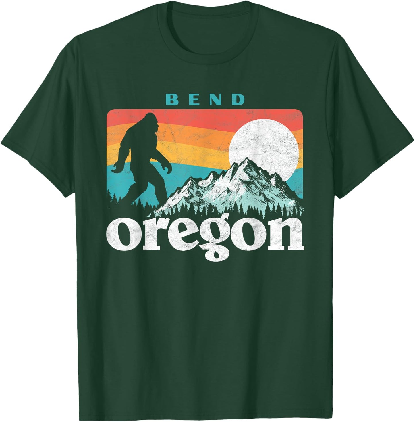 Bend Oregon Retro 80s Bigfoot Mountains T-Shirt - T-Shirt | Forest
