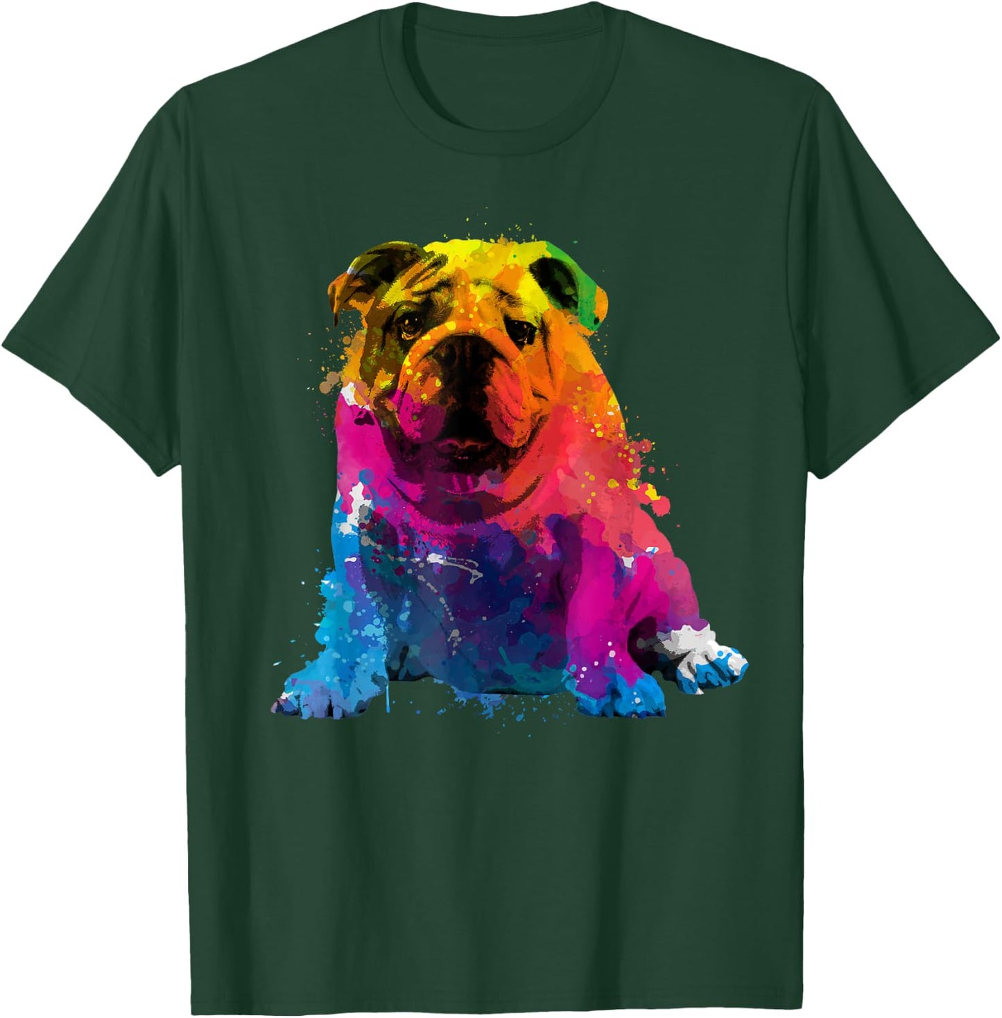 Cool Bulldog Art Women Dog English Bulldog Lover T-Shirt - T-Shirt | Forest