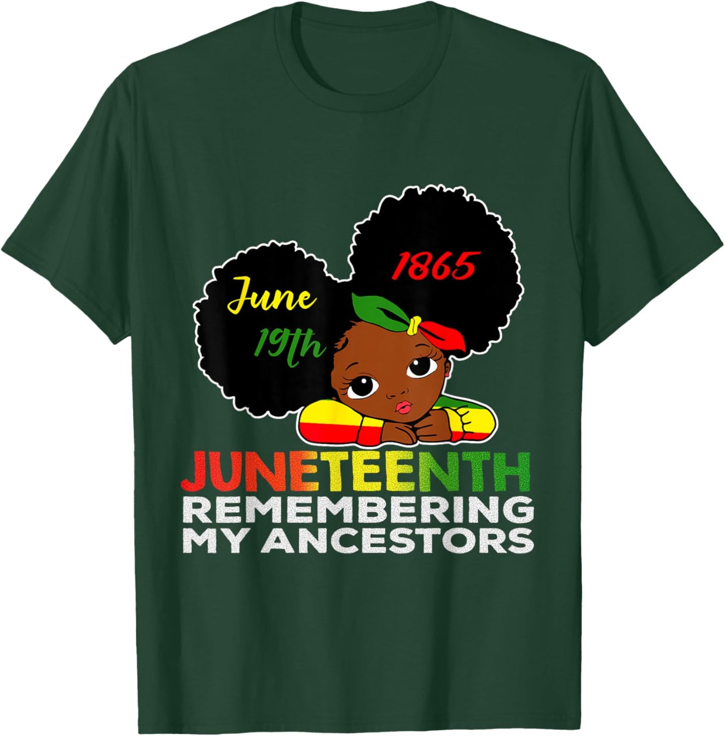Little Miss Juneteenth Remembering My Ancestors Black Girl T-Shirt - T-Shirt | Forest