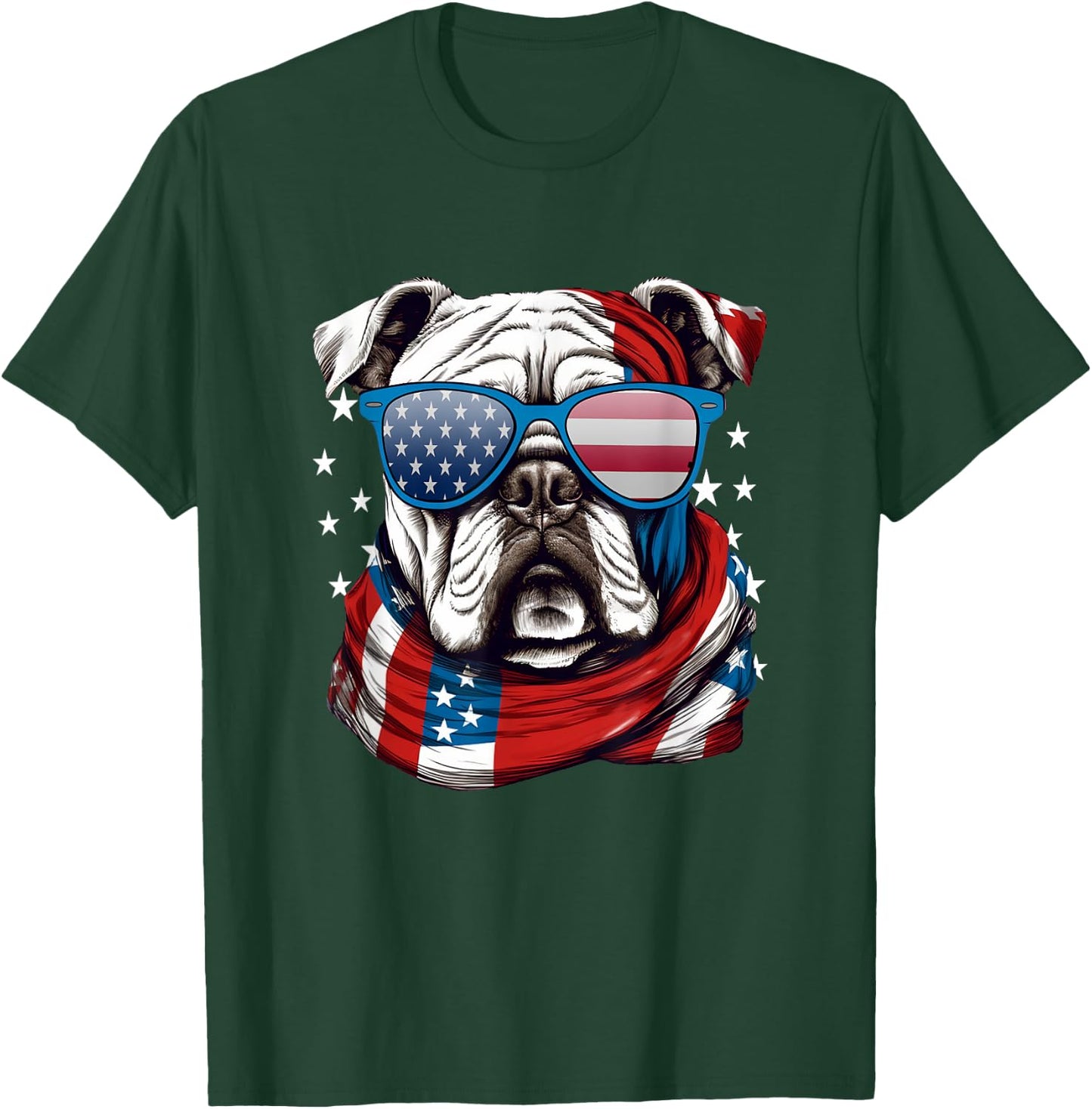 American Bulldog, USA Flag Independence 4th of July Day T-Shirt - T-Shirt | Forest