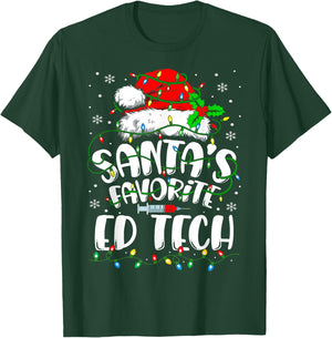 Santa Favorite ED TECH Funny Christmas Nursing T-Shirt - T-Shirt | Forest