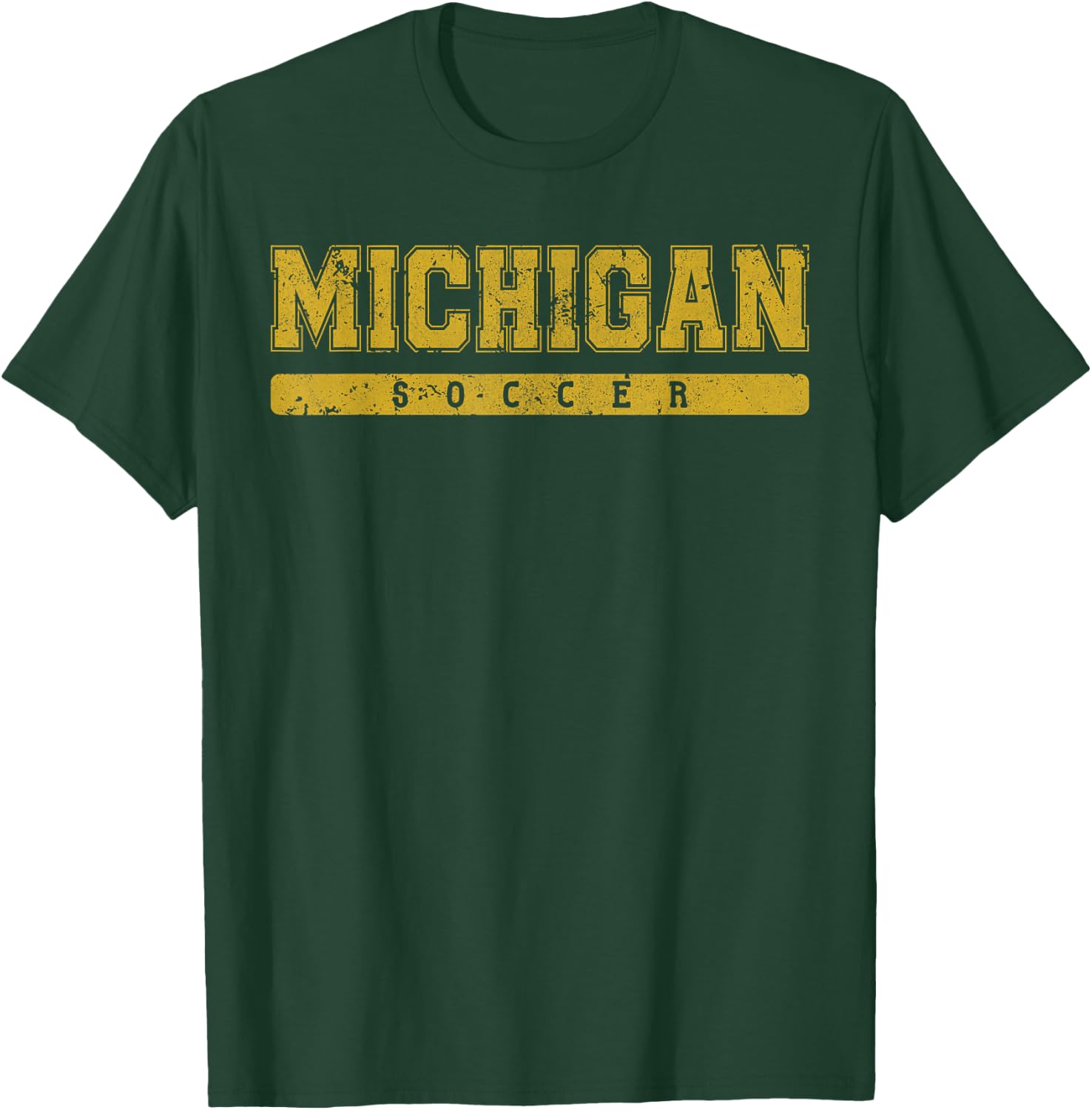 Michigan Soccer Yellow Vintage Text T-Shirt - T-Shirt | Forest