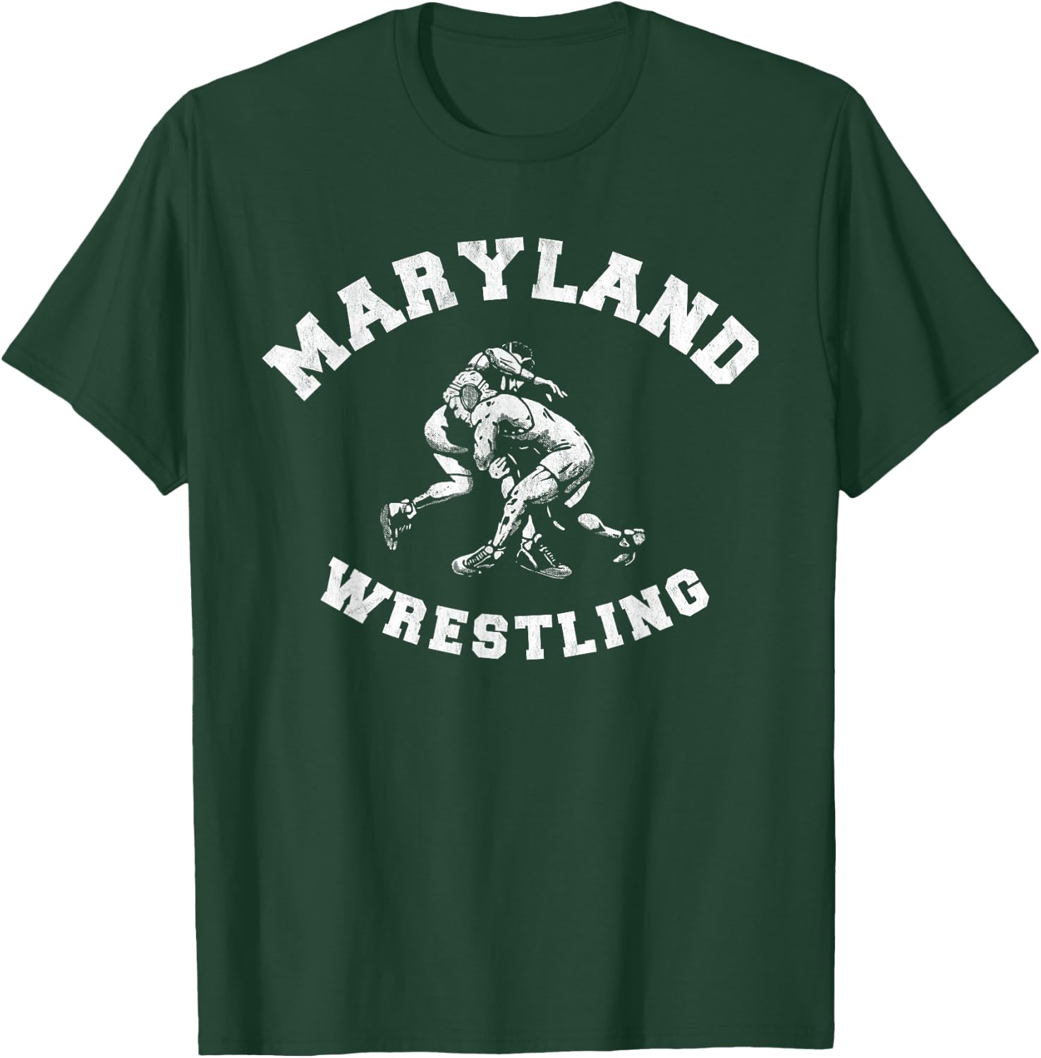Maryland Wrestling 80s Distressed Retro Freestyle Wrestlers T-Shirt - T-Shirt | Forest