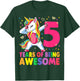 5 Years Old Unicorn Dabbing 5th Birthday Girl Unicorn Party T-Shirt - T-Shirt | Forest