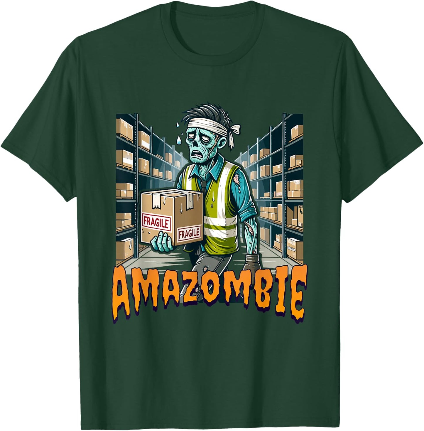 Zombie Coworker Swagazon Associate AmaZombie T-Shirt - T-Shirt | Forest