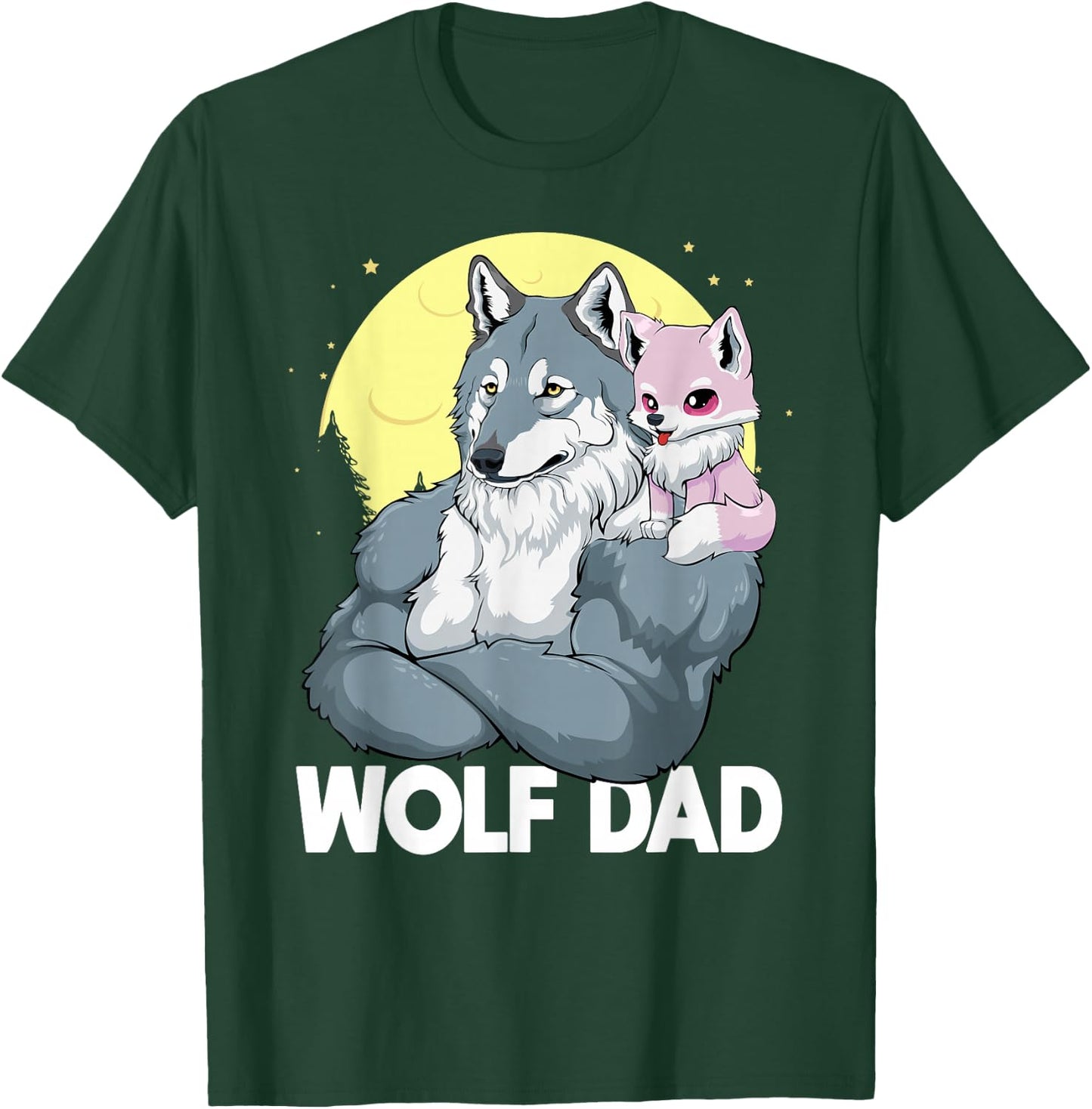 Wolf Dad With Girl Daughter For Father's Day Men Wolf T-Shirt - T-Shirt | Forest