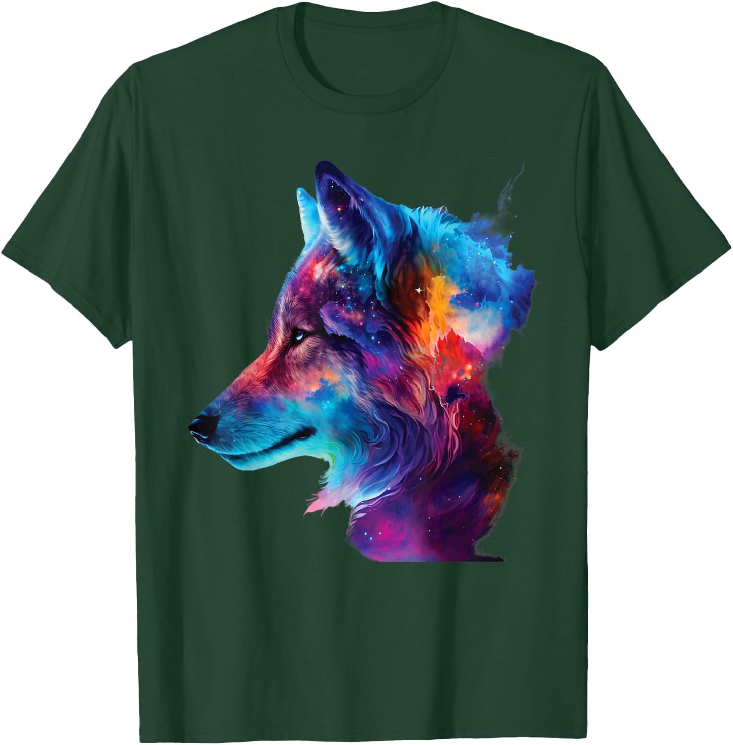 colorful wolf head art Face for lover wolves wildlife animal T-Shirt - T-Shirt | Forest