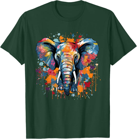 Elephant Drawing Portrait Splash Art Sketch Men Women Kids T-Shirt - T-Shirt | Forest