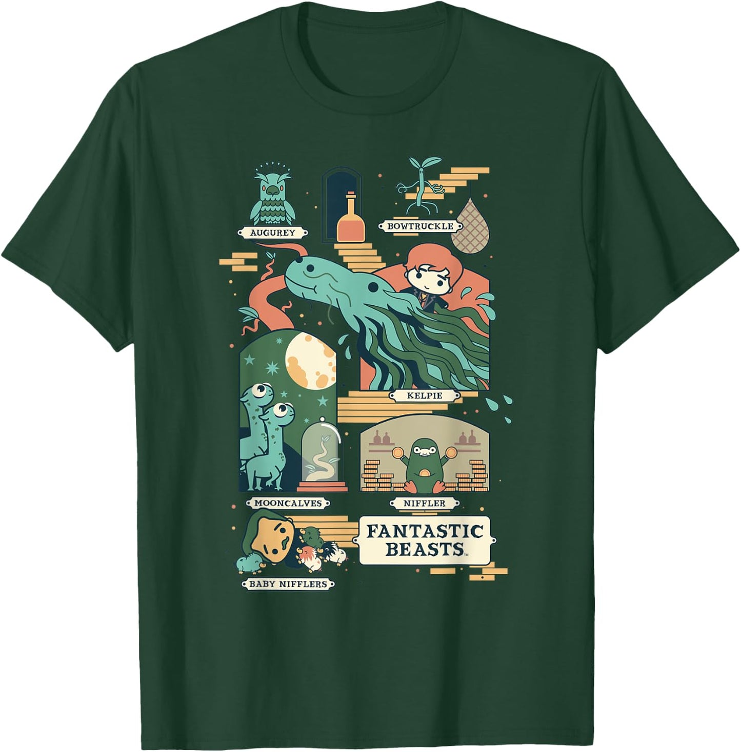 Fantastic Beasts Group Chibi Poster Front And Back T-Shirt - T-Shirt | Forest