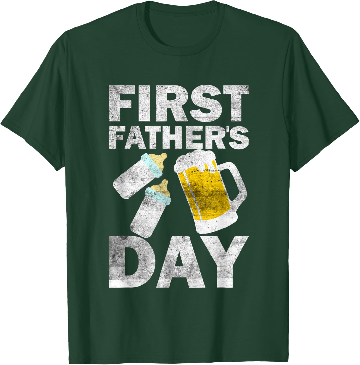 First Father's Day for Dad of Twins Beer Celebration T-Shirt - T-Shirt | Forest