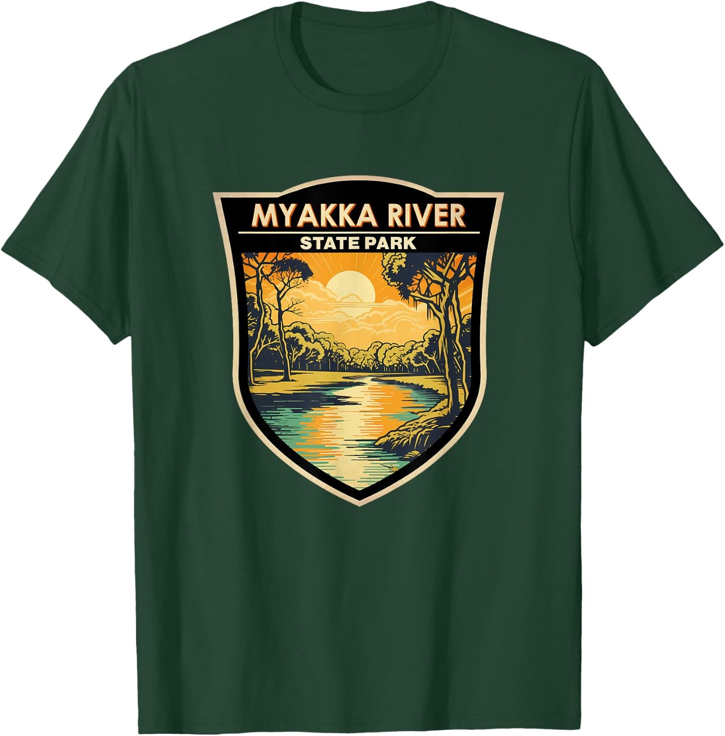 Myakka River State Park Florida Sunset Badge Vintage T-Shirt - T-Shirt | Forest