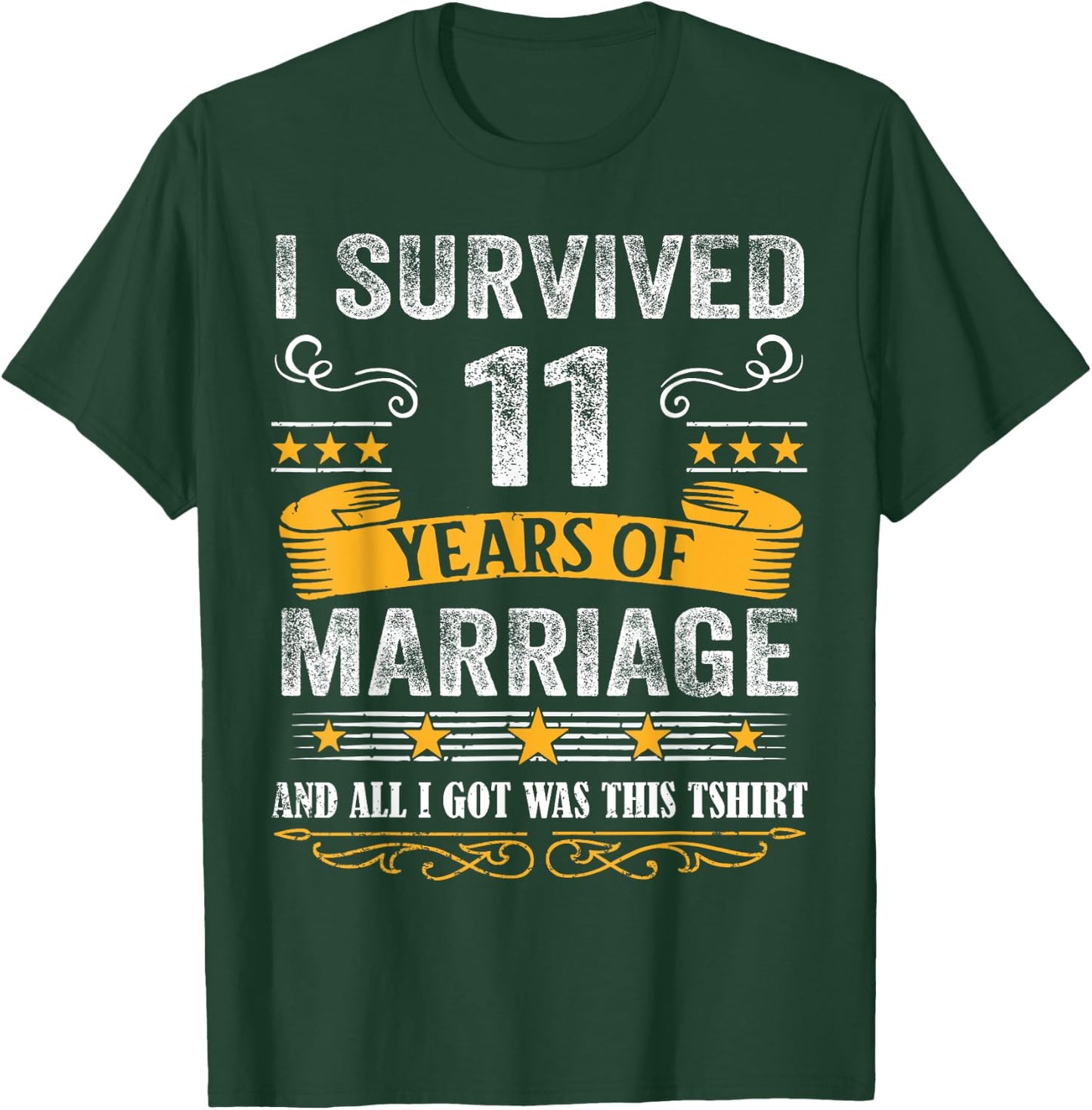 11th Wedding Anniversary shirt Couples Husband Wife 11 Years T-Shirt - T-Shirt | Forest