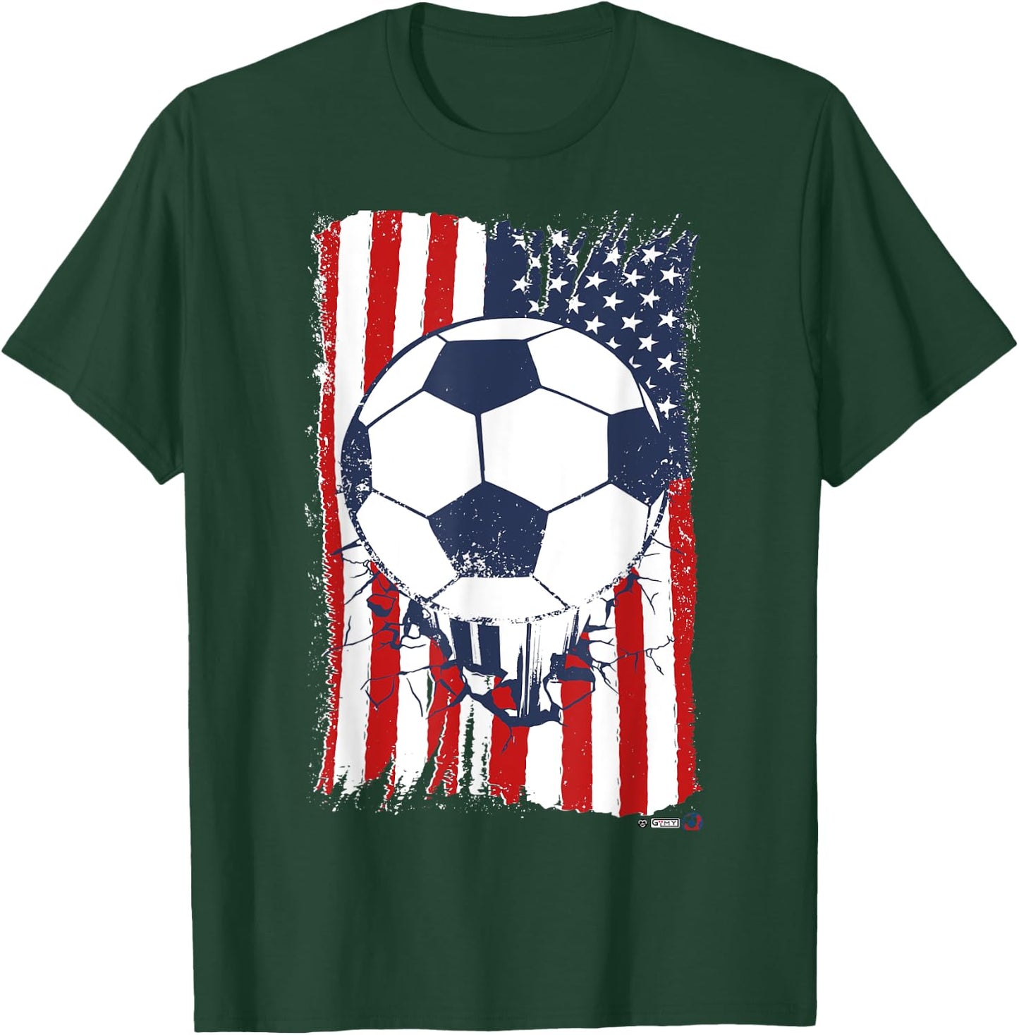 US Soccerball, USA Flag Football T-Shirt - T-Shirt | Forest