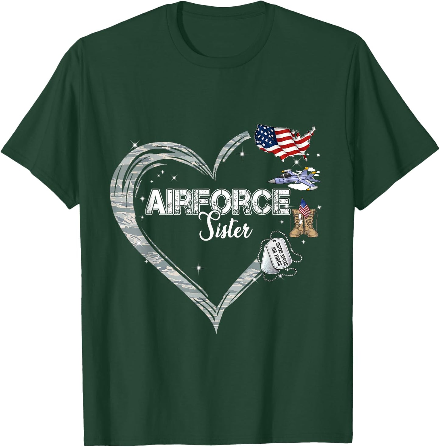 Proud Air Force Sister Air Force Graduation Sister USAF T-Shirt - T-Shirt | Forest