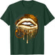 Gold Dripping Biting Lips Faux Lipstick Effect 80s Gift T-Shirt - T-Shirt | Forest
