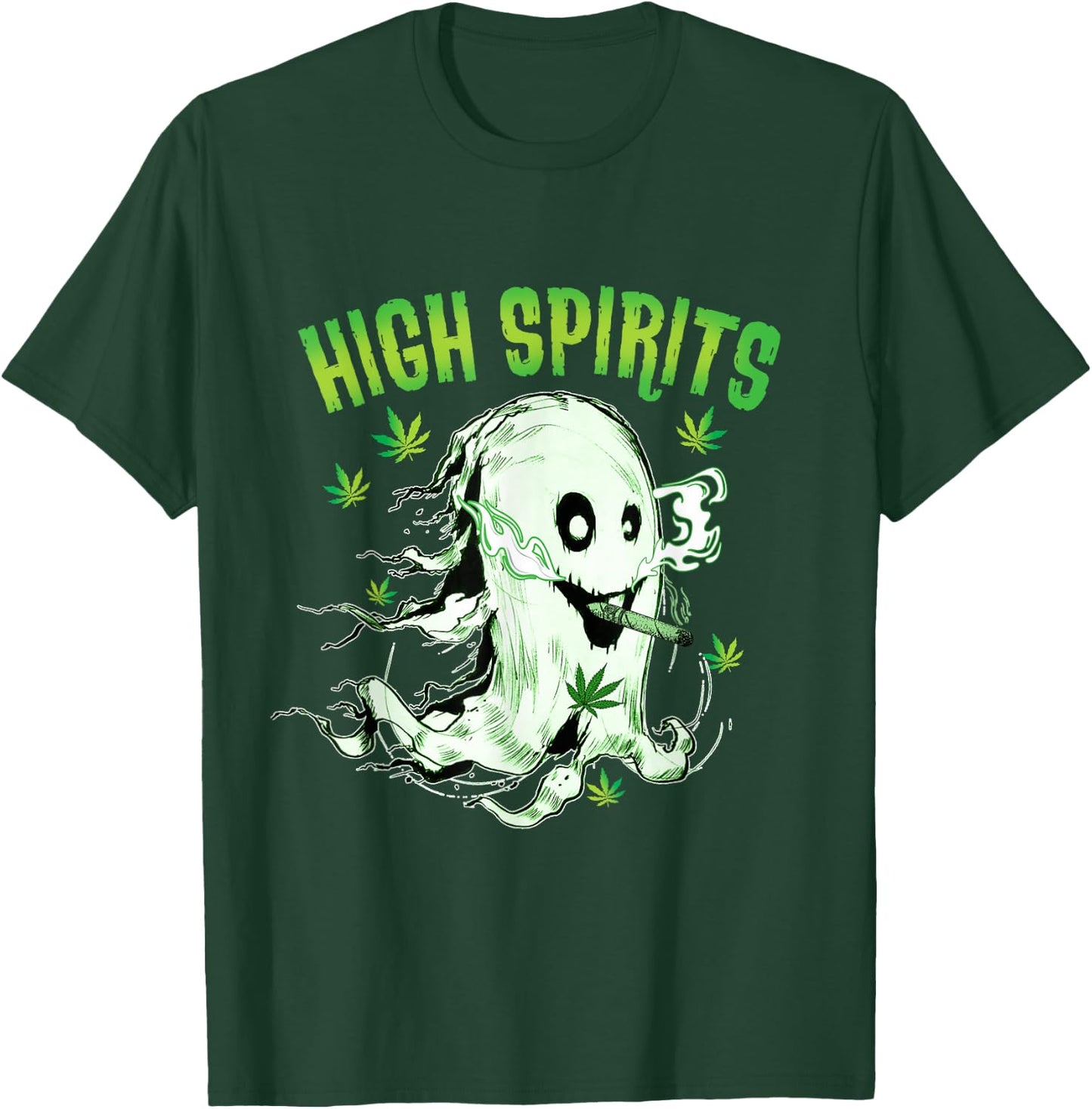 Ghost Smoking Weed Pot 420 Funny Cannabis Halloween T-Shirt - T-Shirt | Forest