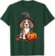 Halloween Witch Hat Pumpkin Dog Beagle T-Shirt - T-Shirt | Forest