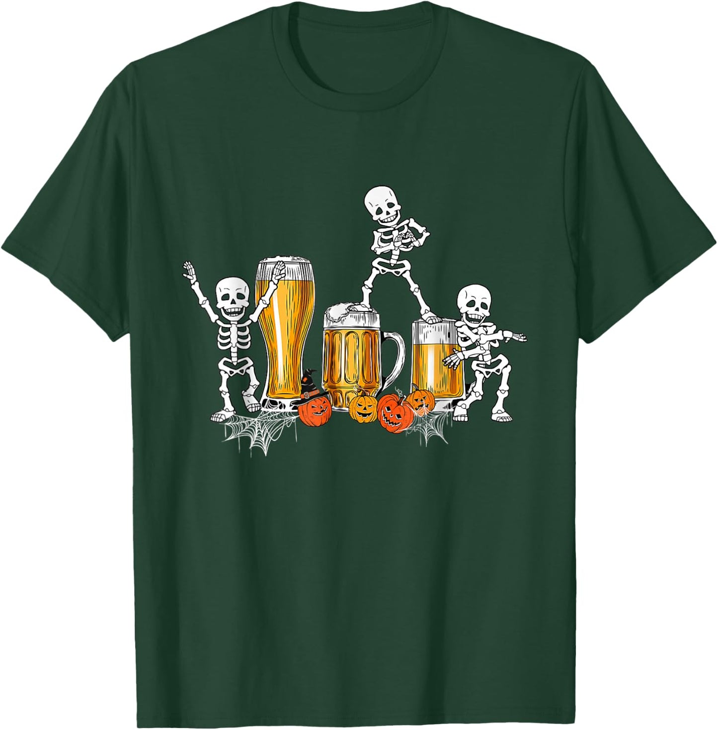 Skeleton Drinking Beer Happy Halloween T-Shirt - T-Shirt | Forest