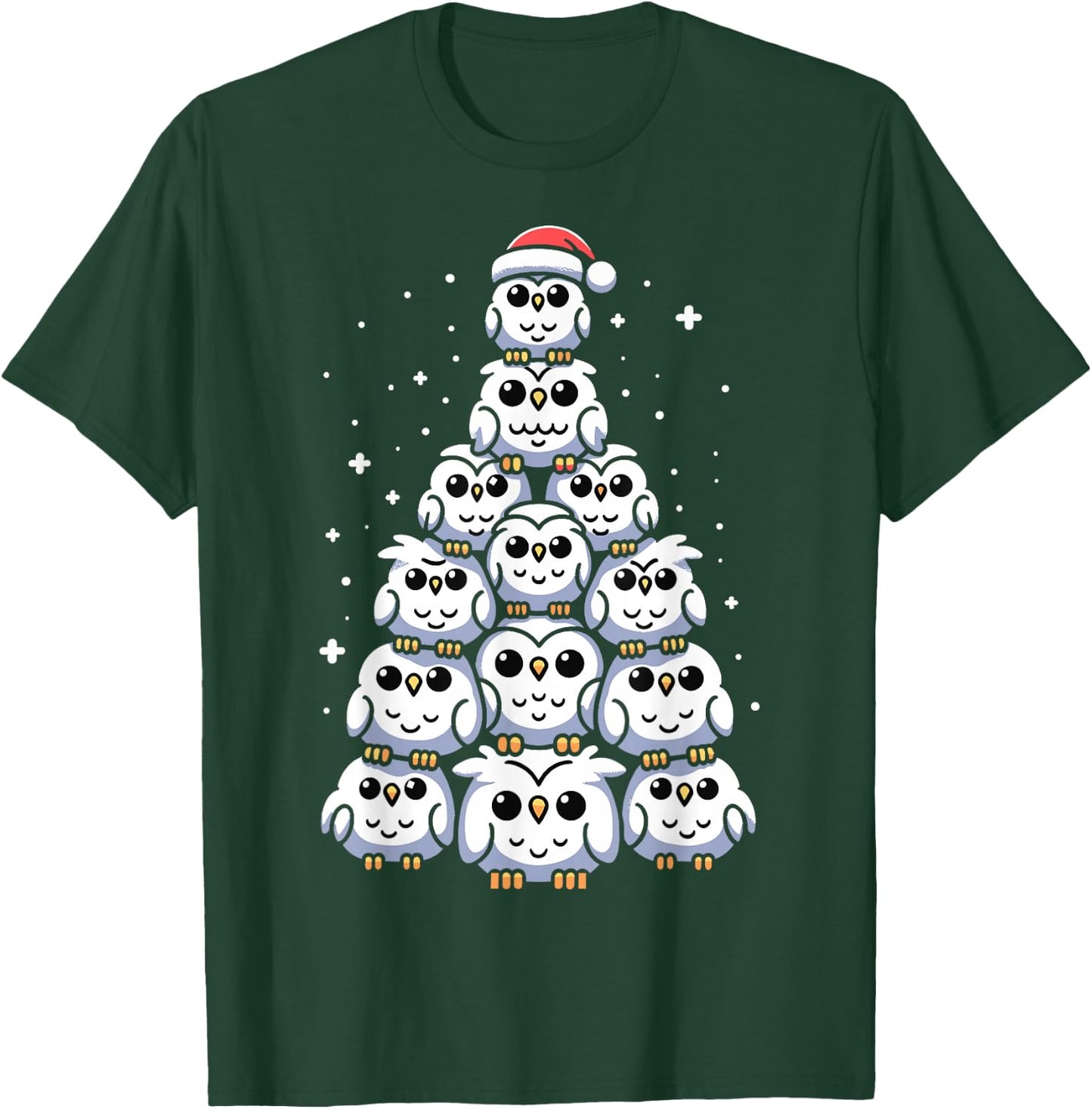 Snowy Owl Christmas Tree Funny Snowy Owl Xmas T-Shirt - T-Shirt | Forest