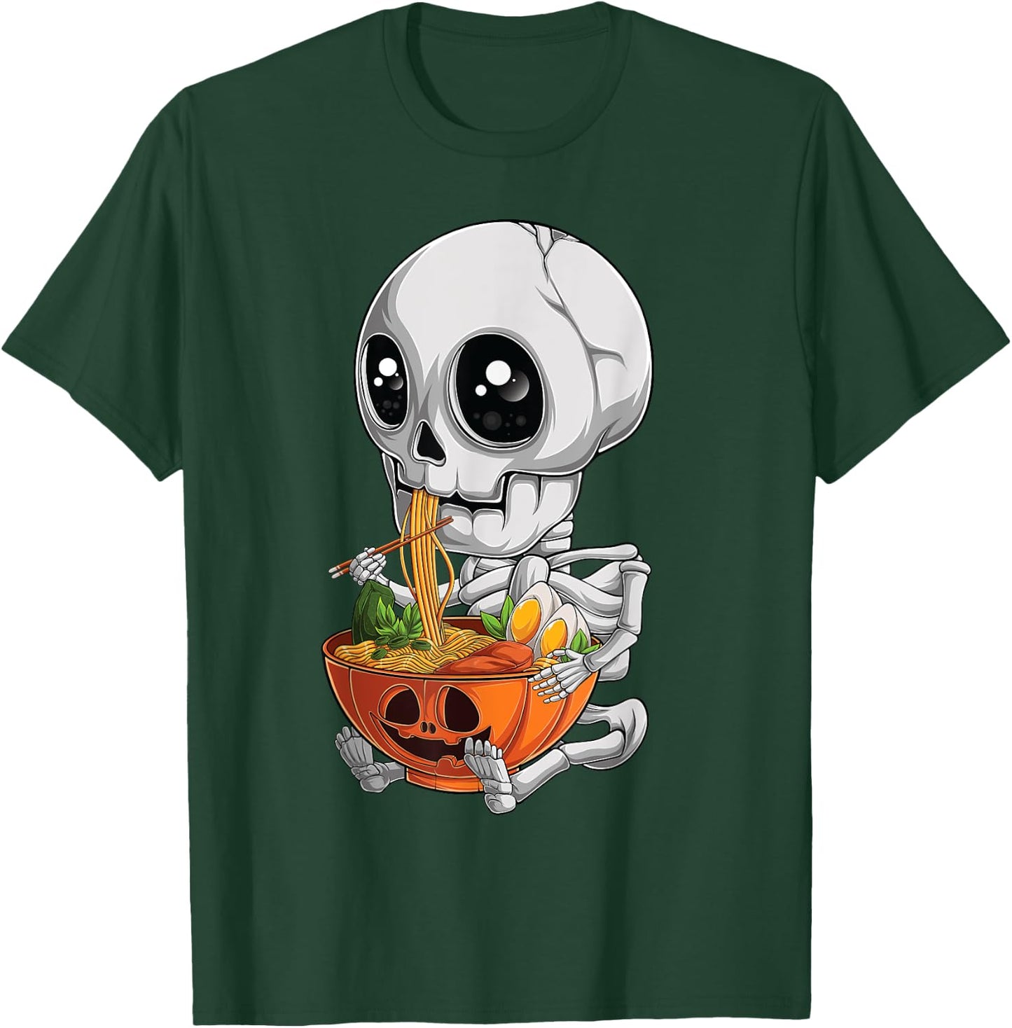 kawaii japanese anime Skeleton Halloween ramen Food Lovers T-Shirt - T-Shirt | Forest