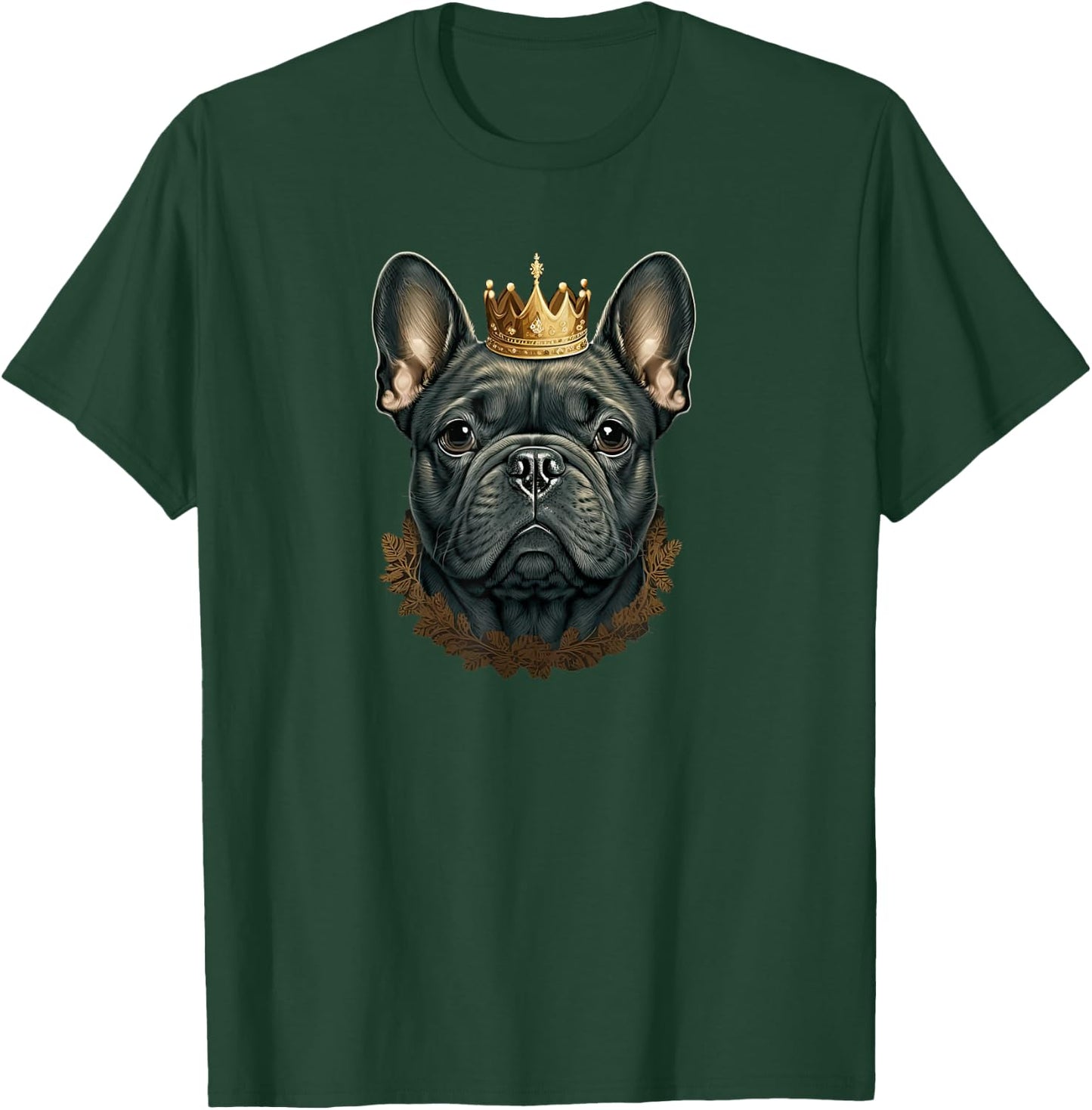 Funny French Bulldog Frenchie with a Golden Crown T-Shirt - T-Shirt | Forest