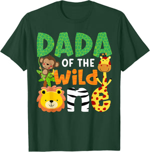 Dada of The Wild One Zoo Theme Bday Safari Jungle Animals T-Shirt - T-Shirt | Forest